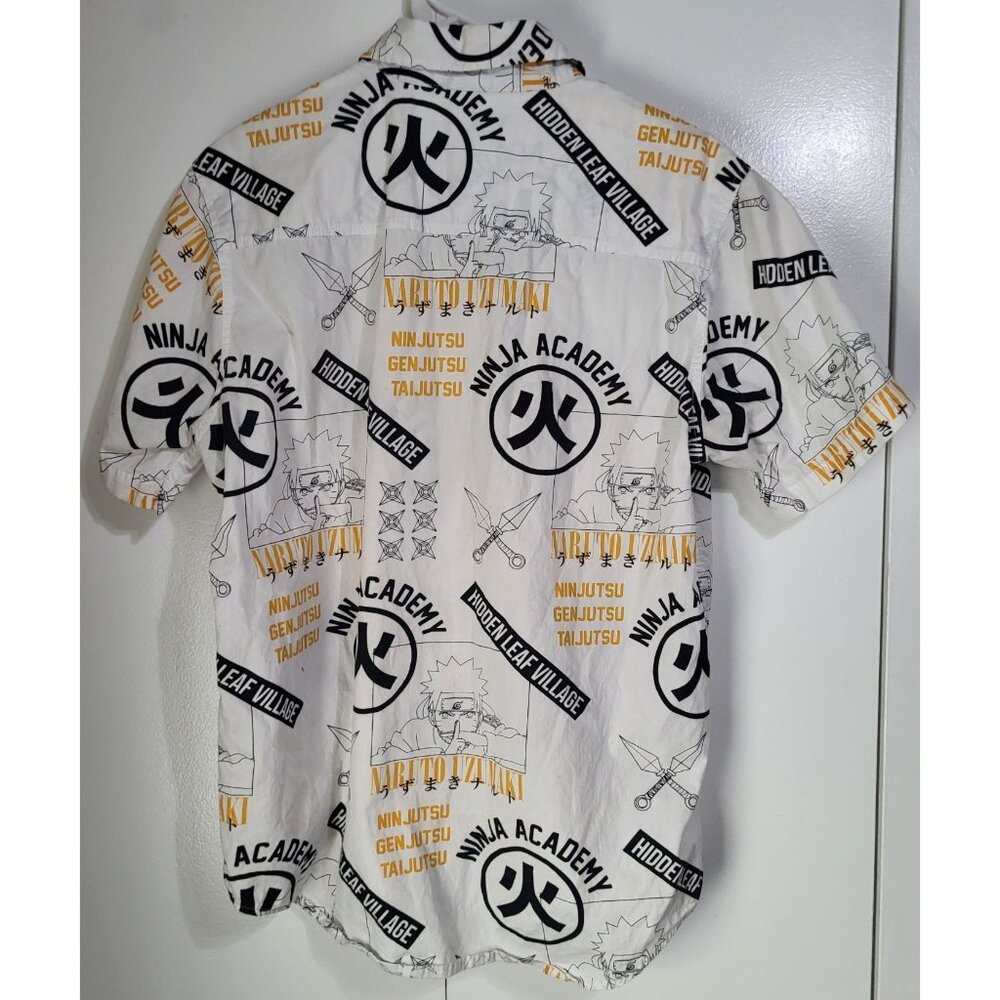 Naruto Shippuden Ninja Academy Hidden Leaf Village Graphic Button-Up Shirt Med - Picture 3 of 11